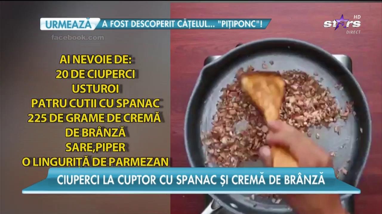 Ciuperci la cuptor cu spanac și cremă de br&acirc;nză