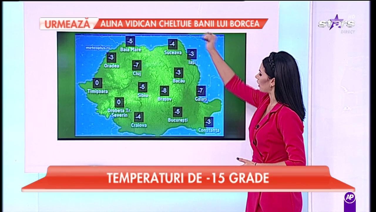 Vremea 13 ianuarie 2017 - Maximele se &icirc;ncadrează &icirc;ntre - 7 şi -4 grade, iar minimele &icirc;ntre -15 şi -10 grade