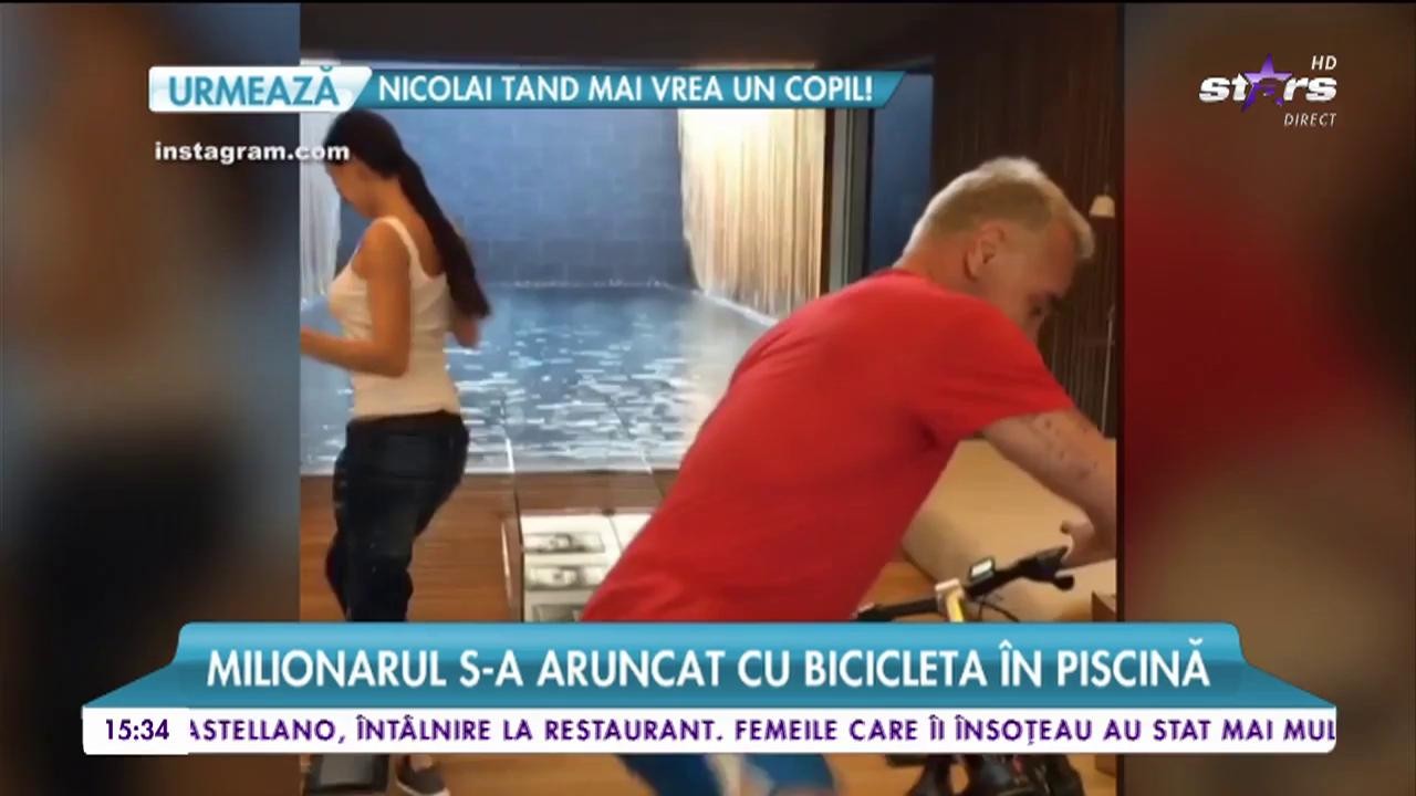 Controversatul milionar Gianluca Vacchi s-a aruncat cu bicicleta &icirc;n piscină!