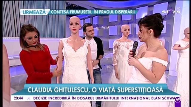 Claudia Ghițulescu probează rochia de mireasă, &icirc;n platoul Răi da' buni