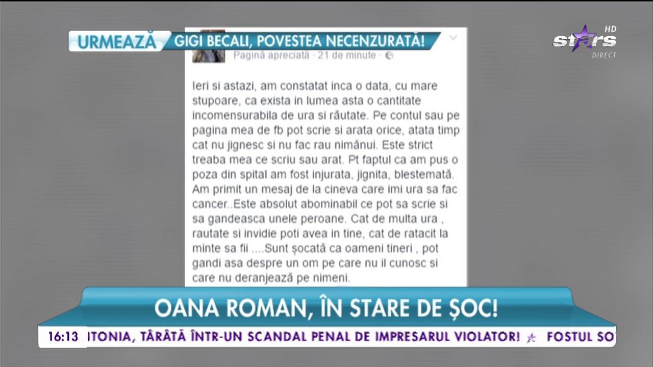 Oana Roman, &icirc;n stare de şoc!