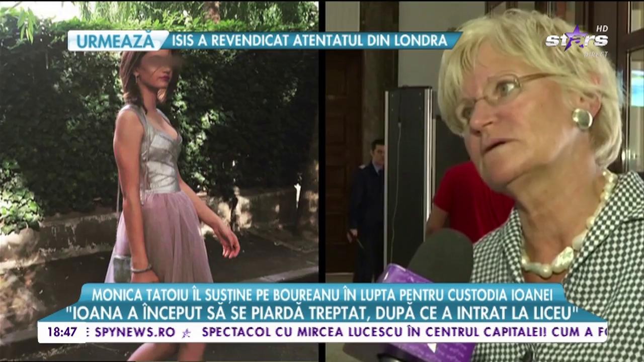 Monica Tatoiu &icirc;l susţine pe Boureanu &icirc;n lupta pentru custodia Ioanei