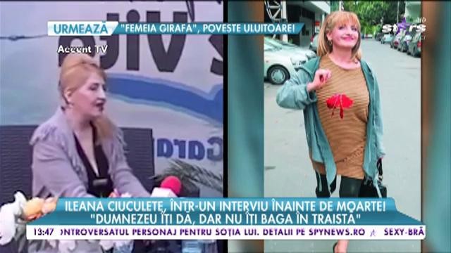 Ileana Ciuculete, &icirc;ntr-un interviu &icirc;nainte de moarte! "&Icirc;mi place să trăiesc viața din plin!"