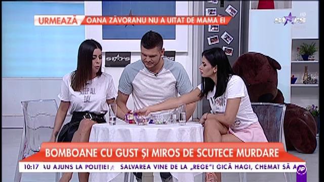 Provocarea zilei! Natalia Mateuț, Răzvan Botezatu și Raluca Dumitru trebuie să măn&acirc;nce bomboane cu diferite arome