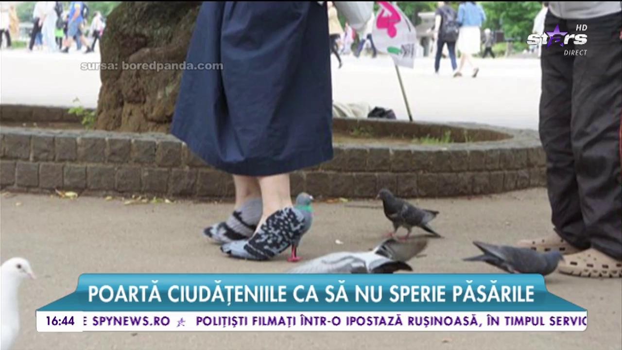 Și-a făcut pantofi &icirc;n formă de porumbei! Poartă ciudăţeniile ca să nu sperie păsările