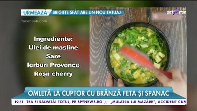 Omleta la cuptor cu br&acirc;nză feta şi spanac