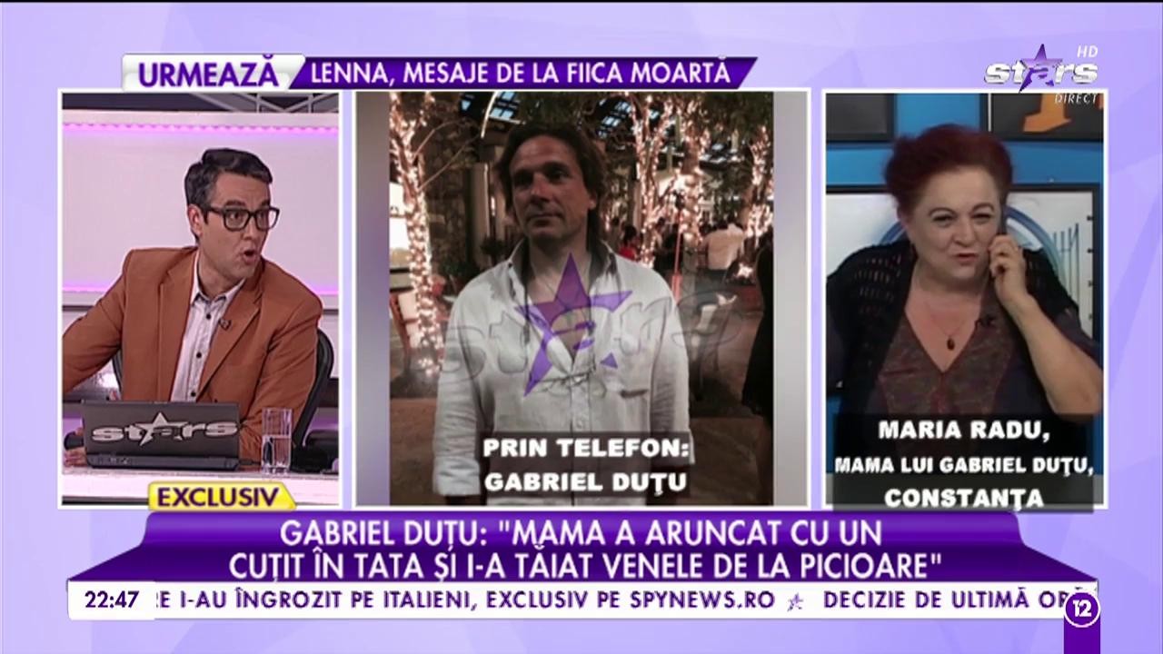Primele declaraţii ale lui Gabriel Duţu după ce propria mamă l-a pus &icirc;ntr-o situaţie jenantă: "Minte! I-a tăiat venele cu un cuţit tatălui meu"