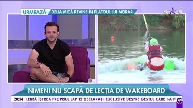 Fratele Alinei Eremia, la bustul gol şi ud din cap p&acirc;nă &icirc;n picioare! Mircea a făcut pentru prima dată "wakeboard"