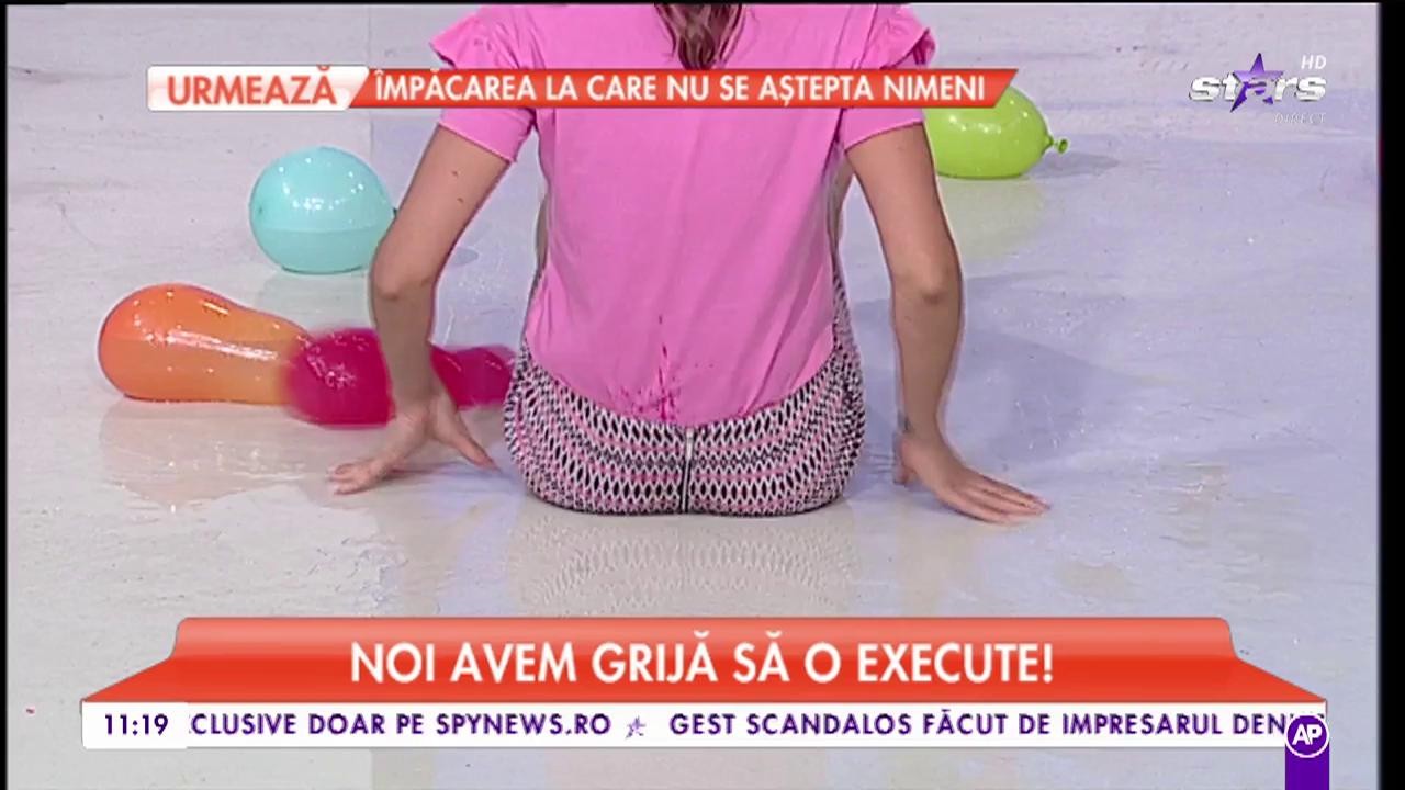 STARoganţă: Natalia Mateuţ a spart cu posteriorul baloane umplute cu apă!