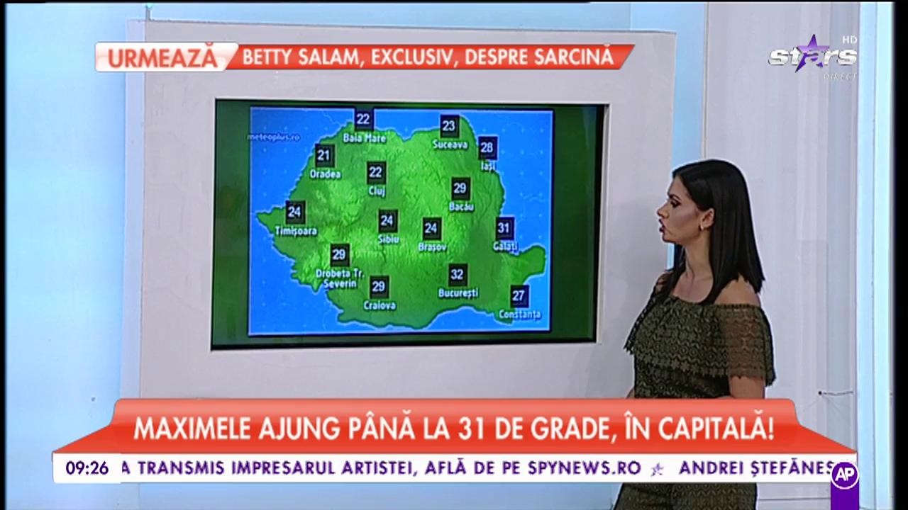 Vremea zilei 18 septembrie 2017. Maximele zilei se &icirc;ncadrează &icirc;ntre 24 şi 31 de grade