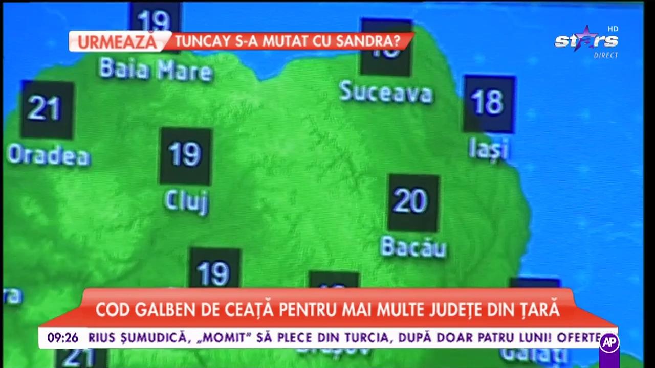 Cod calben de ceață &icirc;n mai multe județe din țară. Maximele ajung p&icirc;nă la 23 de grade