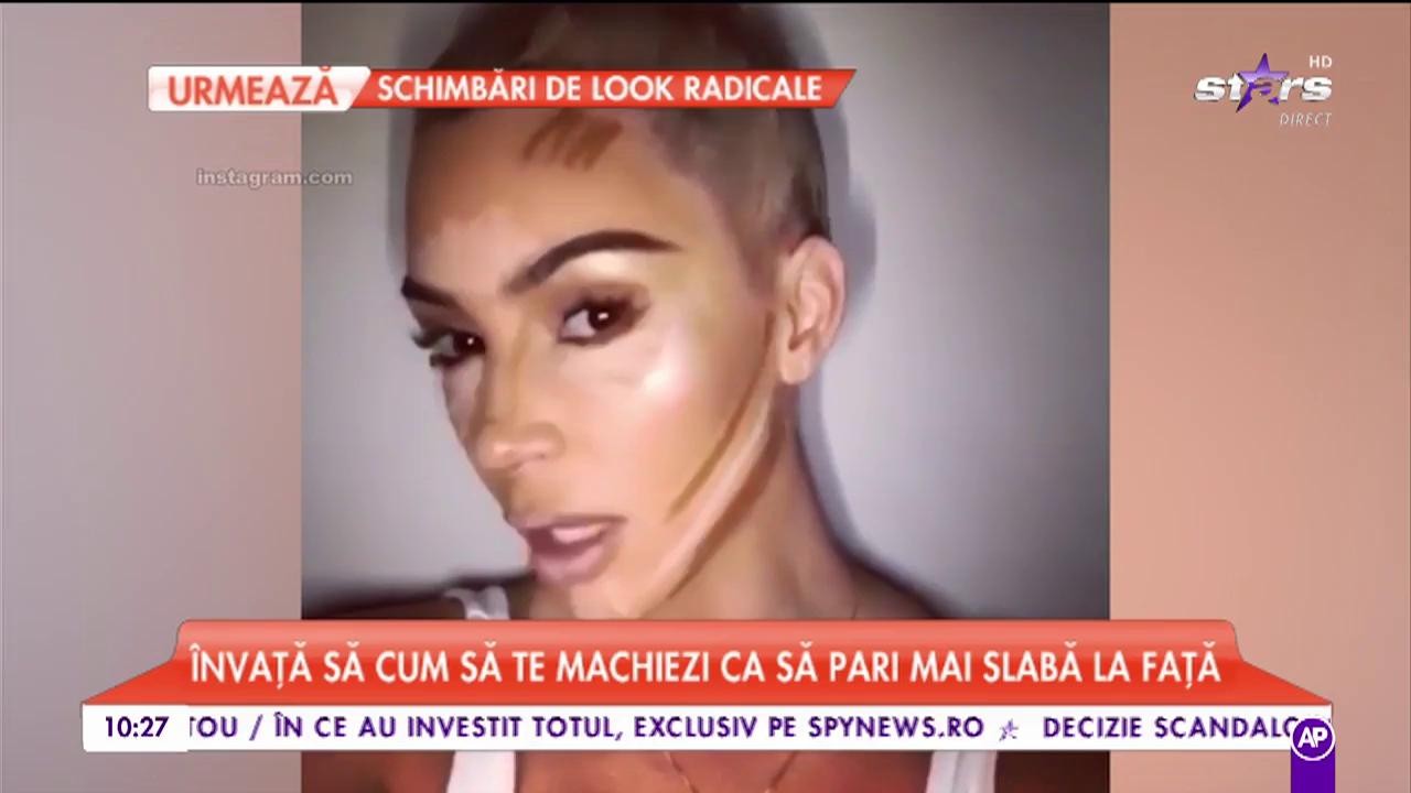 Kim Kardashian ne vinde toate trucurile! Artista te &icirc;nvaţă cum să te machiezi ca să pari mai slabă la faţă