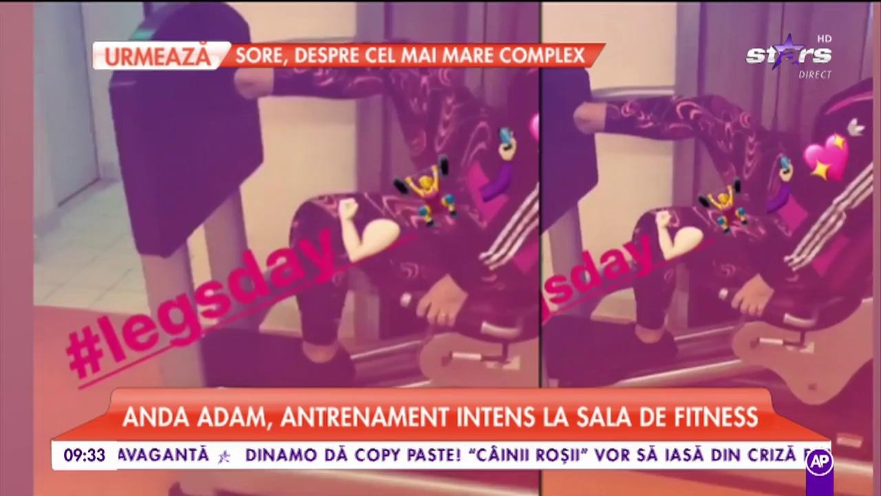Anda Adam trage din greu la sală ca să facă pătrățele