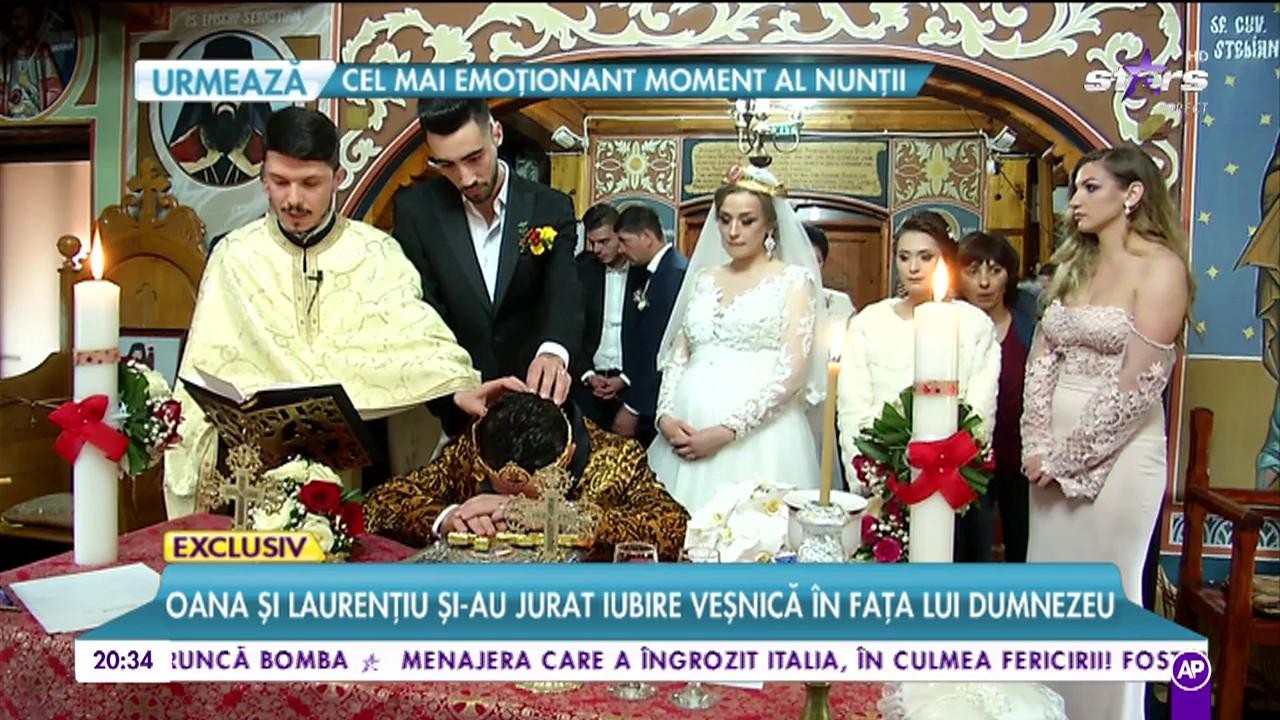 Oana și Laurențiu, momente emoționante la slujba din Biserică
