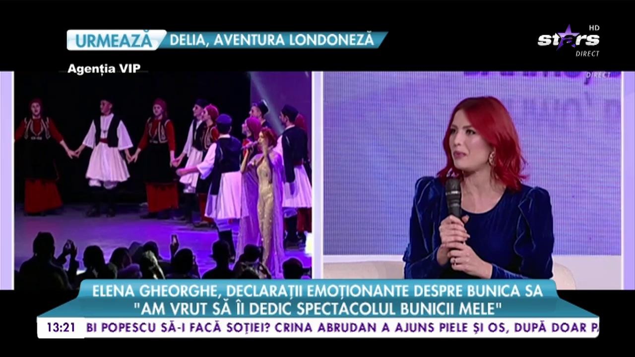 Elena Gheorghe, declarații emoționante despre bunica sa: &bdquo;Am vrut să &icirc;i dedic spectacolul bunicii mele&rdquo;