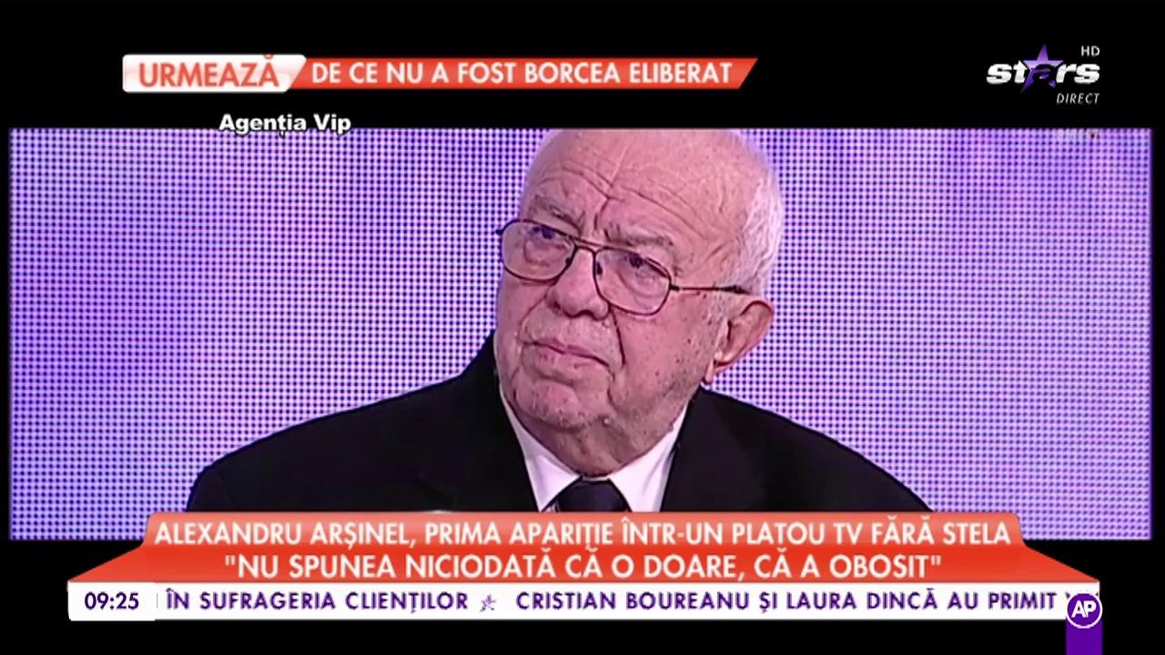 Alexandru Arșinel, prima apariție &icirc;ntr-un platou TV fără Stela Popescu: &bdquo;E tare ur&acirc;t fără tine&rdquo;