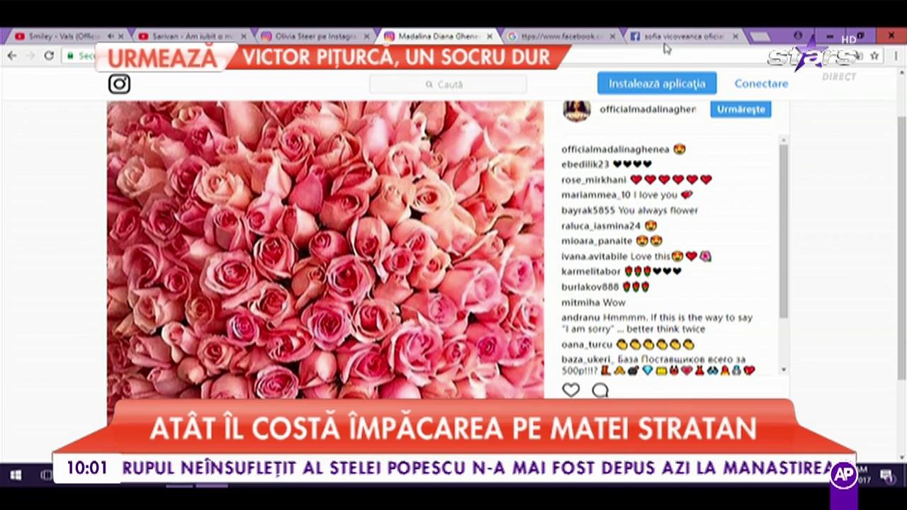 Sute de trandafiri pentru Mădălina Ghenea. Vedeta s-a &icirc;mpăcat cu Matei Stratan?