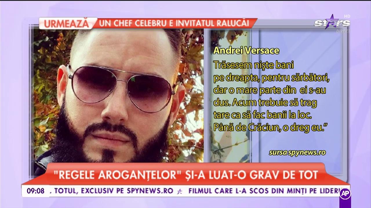 Lui Andrei Versace i-au intrat fițele la apă. Ce sumă fabuloasă a pierdut, &icirc;n doar c&acirc;teva ore!