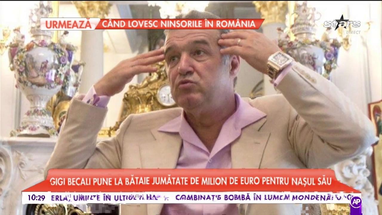 Gigi Becali pune la bătaie jumatate de milion de Euro pentru nașul său
