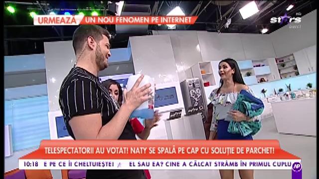 Telespectatori au votat! Cine să se spele cu soluție de parchet, Naty sau Bote?