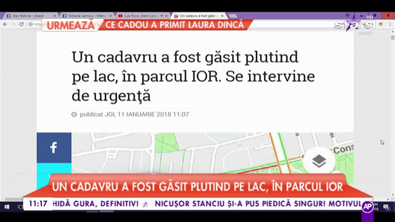 Un cadavru a fost găsit plutind pe la în parcul IOR. Mai multe echipe au ajuns la fața locului și fac investigații