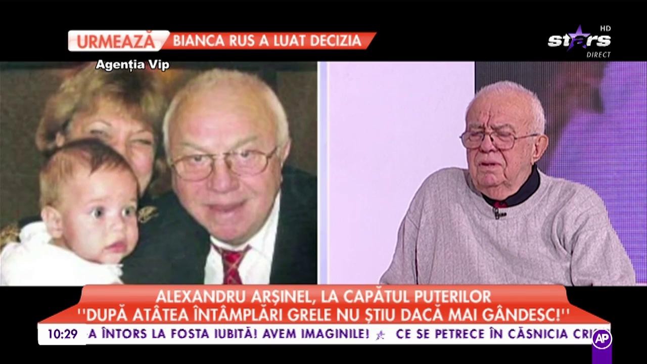 Alexandru Arșinel, la capătul puterilor: ”Este foarte greu fără Stela”