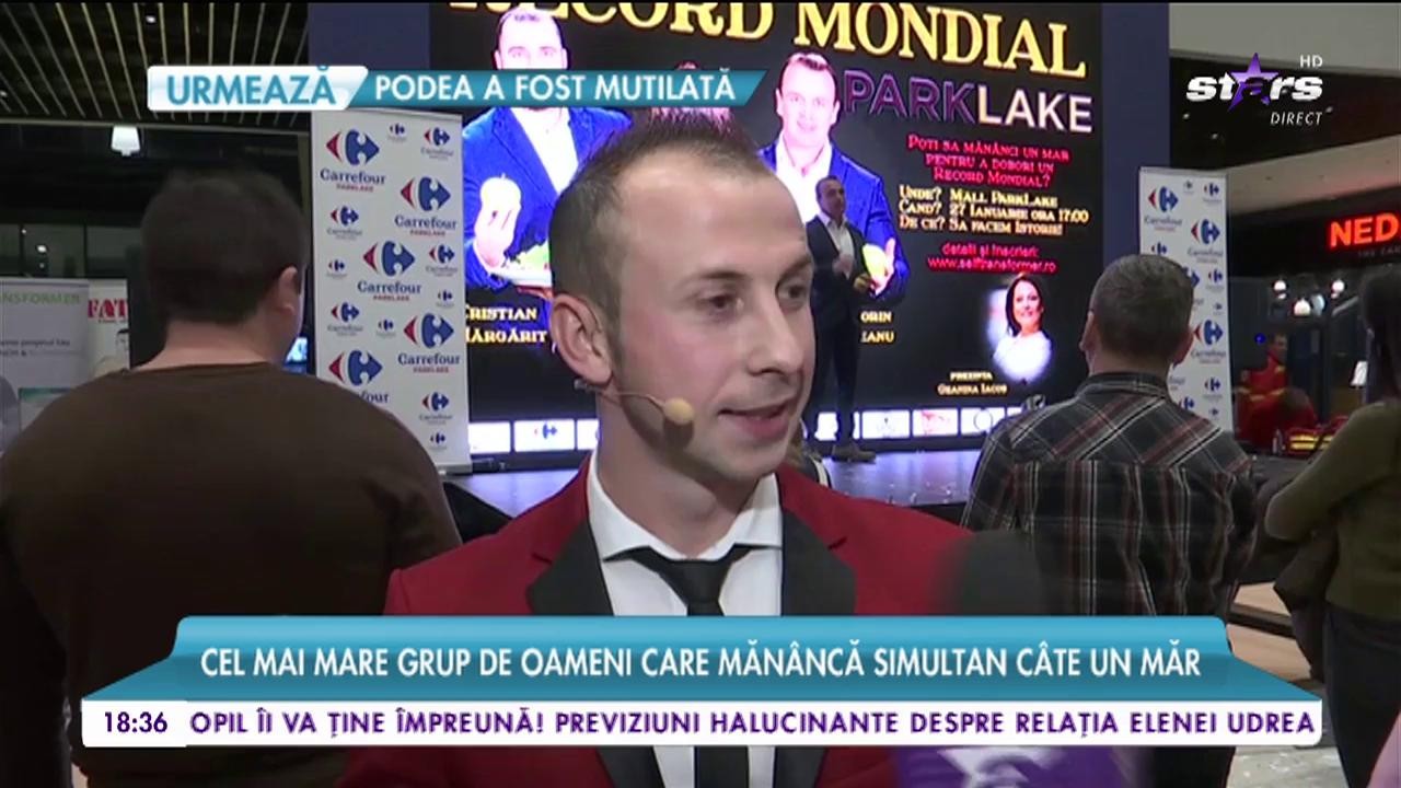 Cea mai mare lecție de nutriție. Cel mai mare grup de oameni care măn&acirc;ncă simultan c&acirc;te un măr