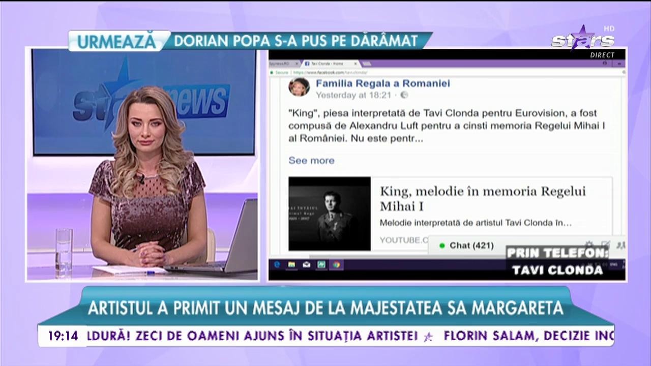 Tavi Clonda, felicitat de Casa Regală a Rom&acirc;niei