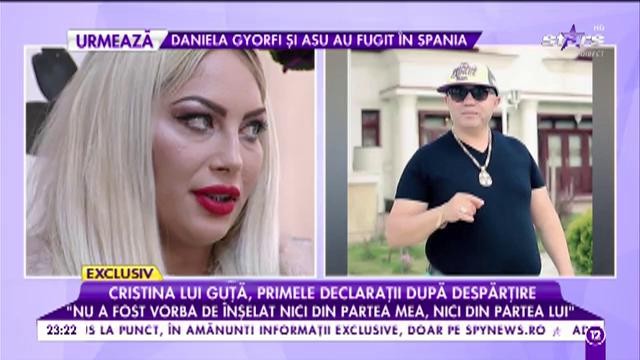 Cristina lui Guţă, primele declaraţii după despărţire: "Ultima oară ne-am văzut de Revelion"