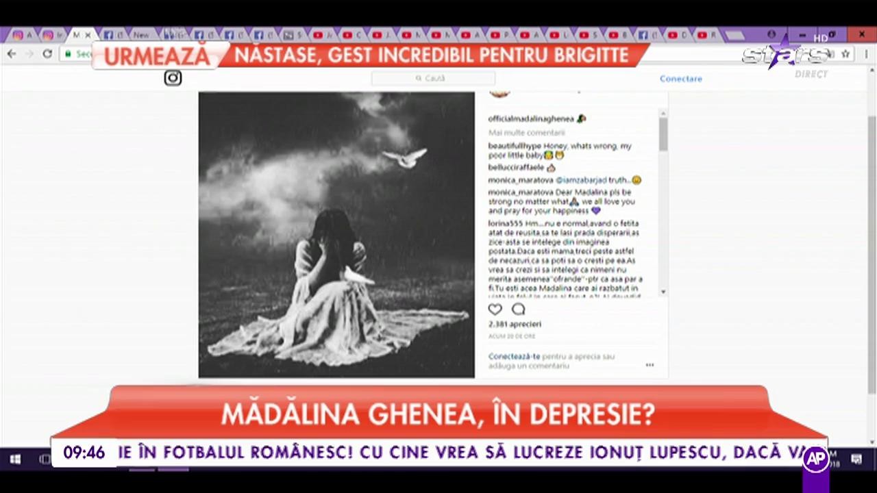 Mădălina Ghenea, în depresie