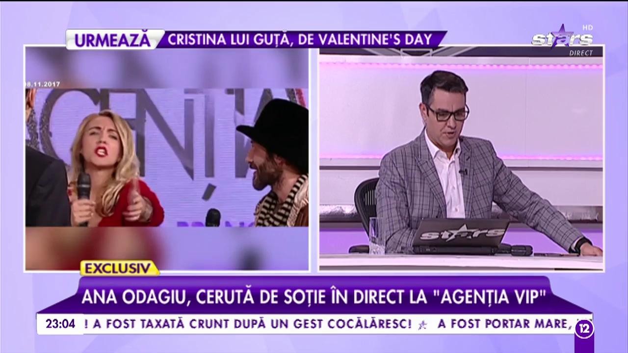 Ana Odagiu, cerută de soție &icirc;n direct la &rdquo;Agenția VIP&rdquo;. Vedeta vorbește despre ce o să facă de Valentines Day