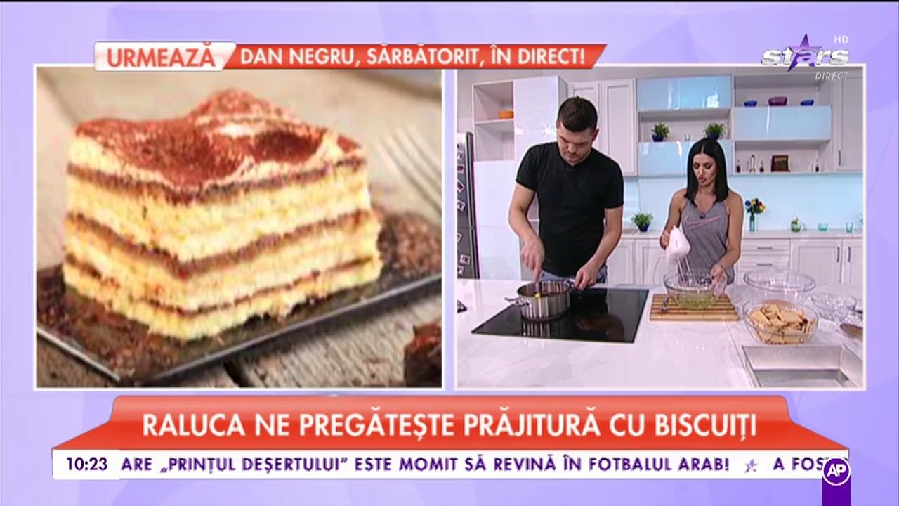 Raluca pregătește prăjitură cu biscuiți