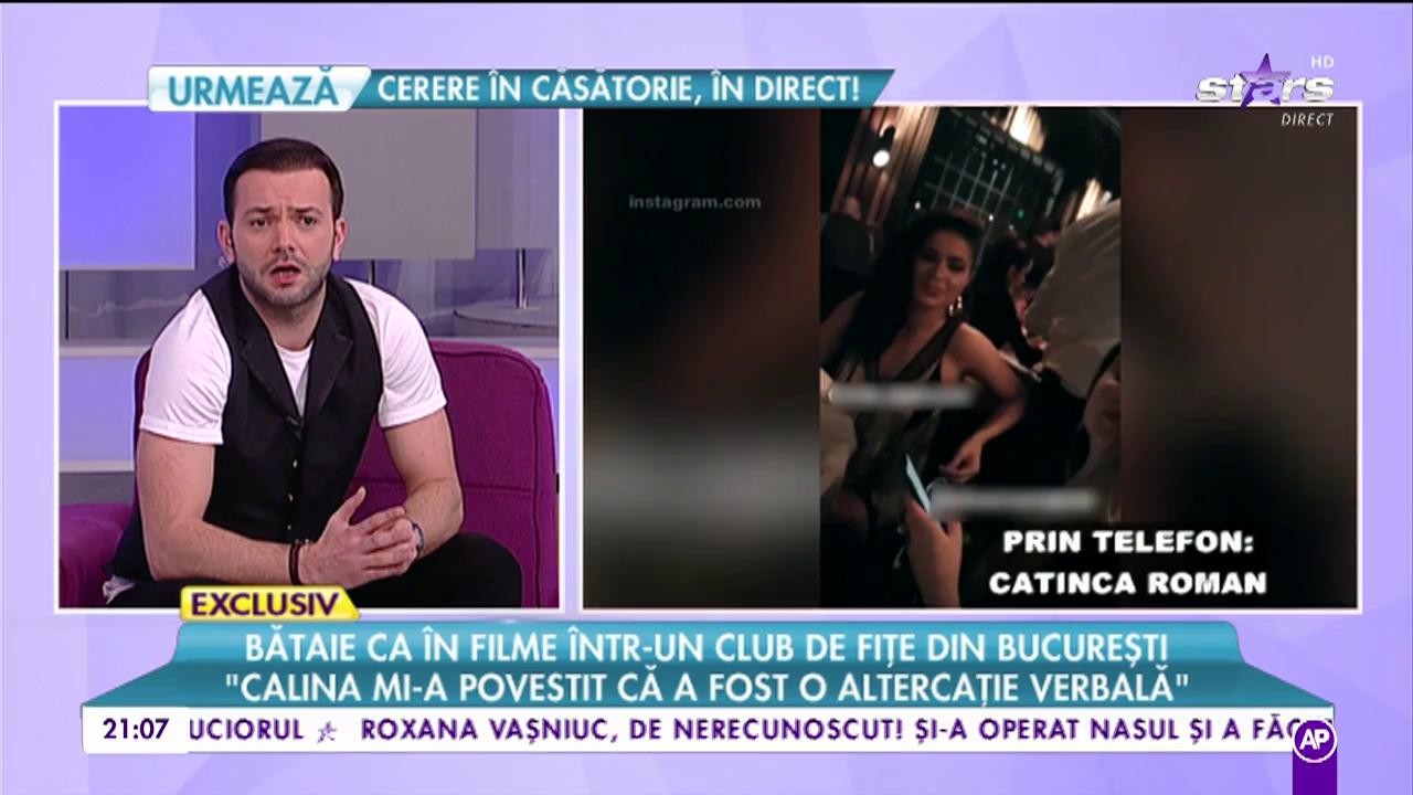 Catinca Roman, despre scandalul din club: „Calina mi-a povestit că a fost o altercație verbală”