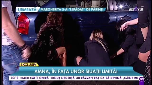 Amna, în faţa unor situaţii limită! Artistă a fost pusă să schimbe o roată la maşină!