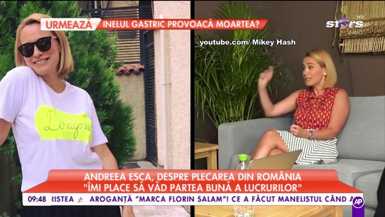 Andreea Esca, despre plecarea din România: „Nu cunosc verbul a abandona”