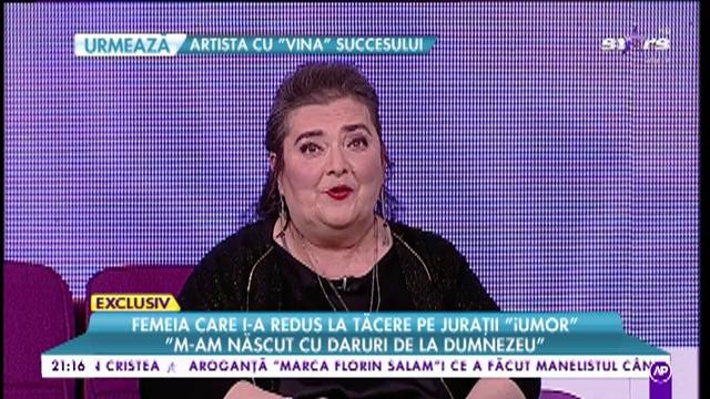Ea este Doina Ghițescu, singura femeie care i-a redus la tacere pe jurații iUmor: &rdquo;Credeai că te &icirc;nt&acirc;lnești cu unu Tico... uite că a venit o betonieră!&rdquo;