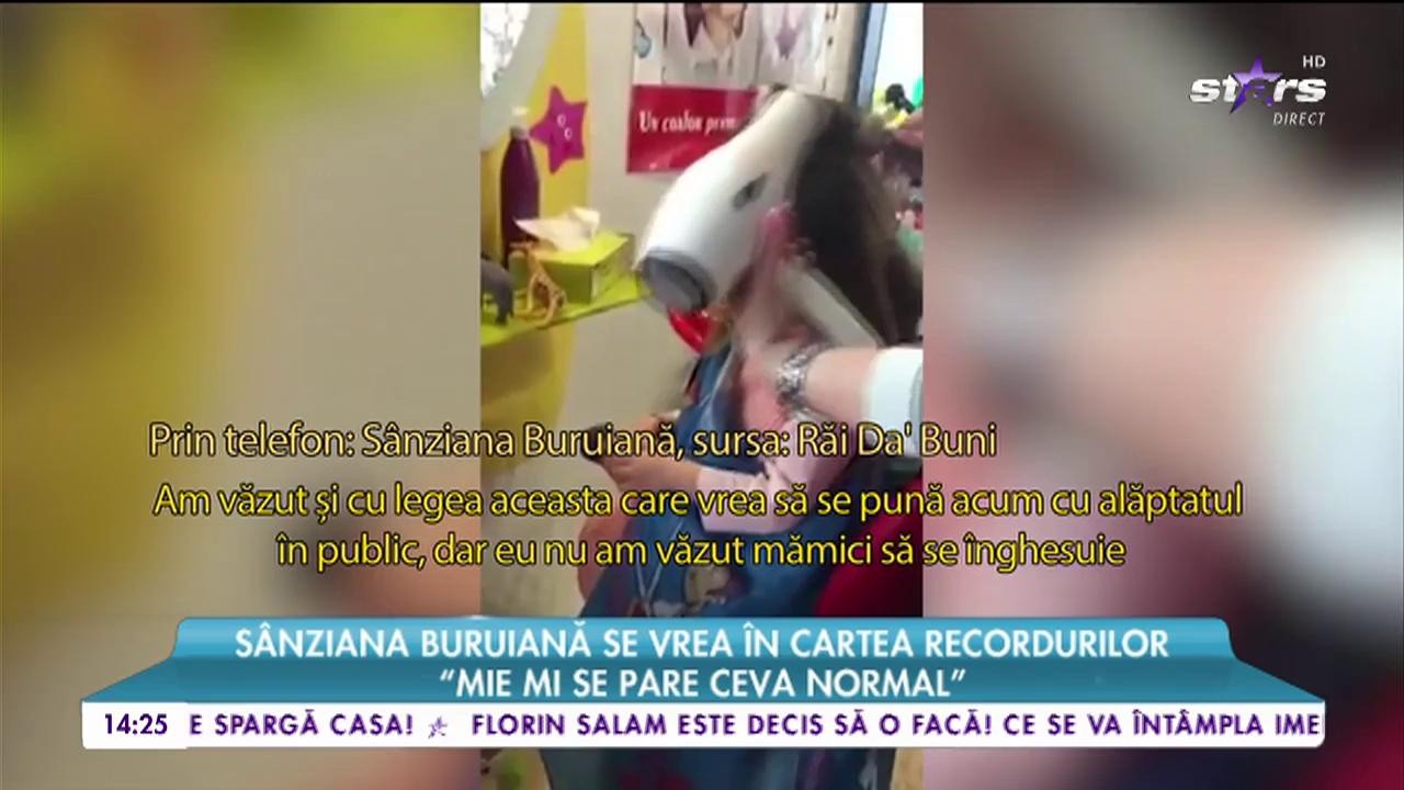 S&acirc;nziana Buruiană se vrea &icirc;n cartea recordurilor. Pusă la zid pentru că &icirc;și alăptează fetița de peste doi ani