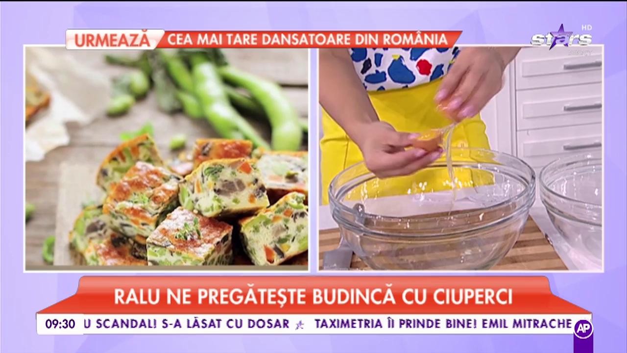 Raluca pregătește budincă de ciuperci