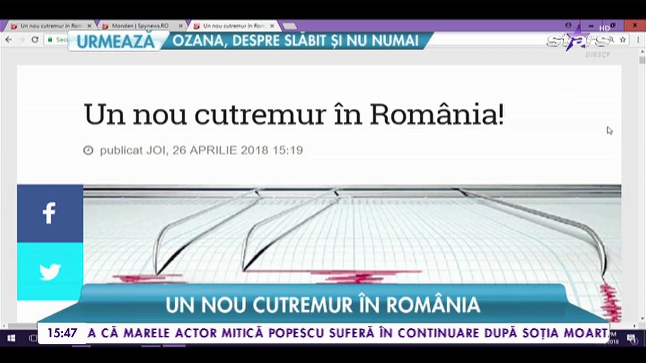Un nou cutremur &icirc;n Rom&acirc;nia. Seismul s-a produs la o ad&acirc;ncime de 150 de kilometri