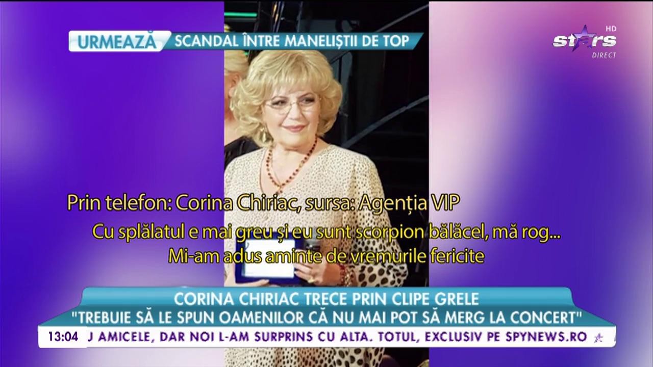 Corina Chiriac trece prin clipe grele. Artista a ajuns cu piciorul imobilizat