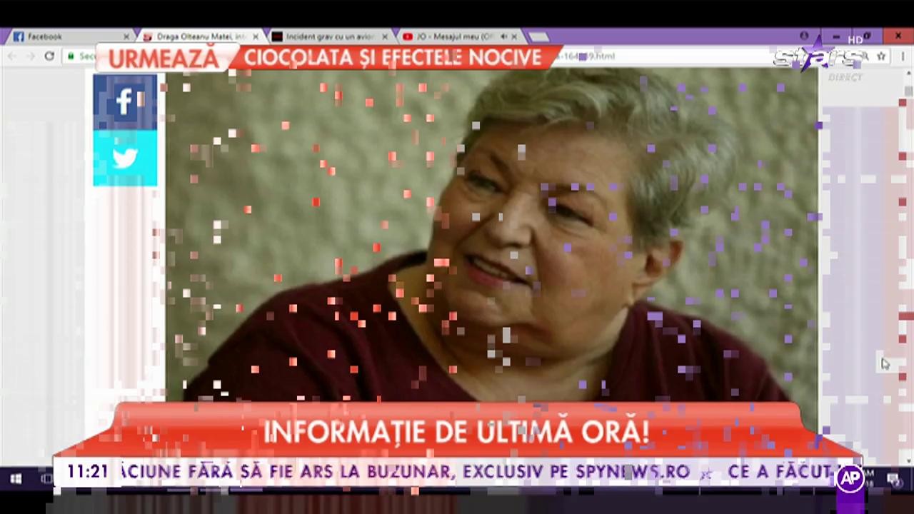 Draga Olteanu Matei, de urgență la spital