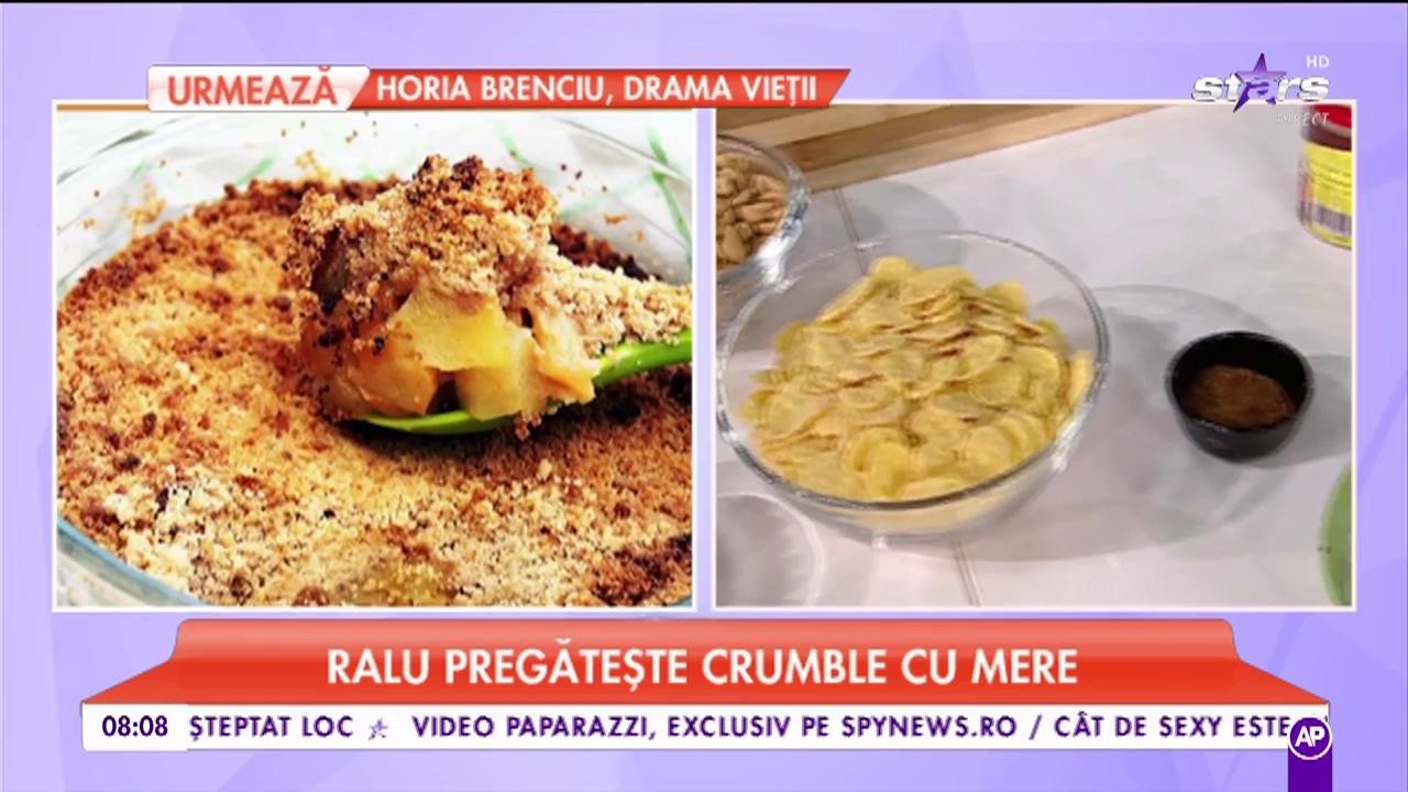 Chef Raluca Dumitru gătește "Crumble cu mere"