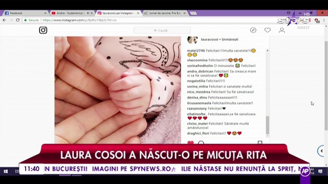 Informație de ultimă oră! Laura Cosoi a născut o fetiță