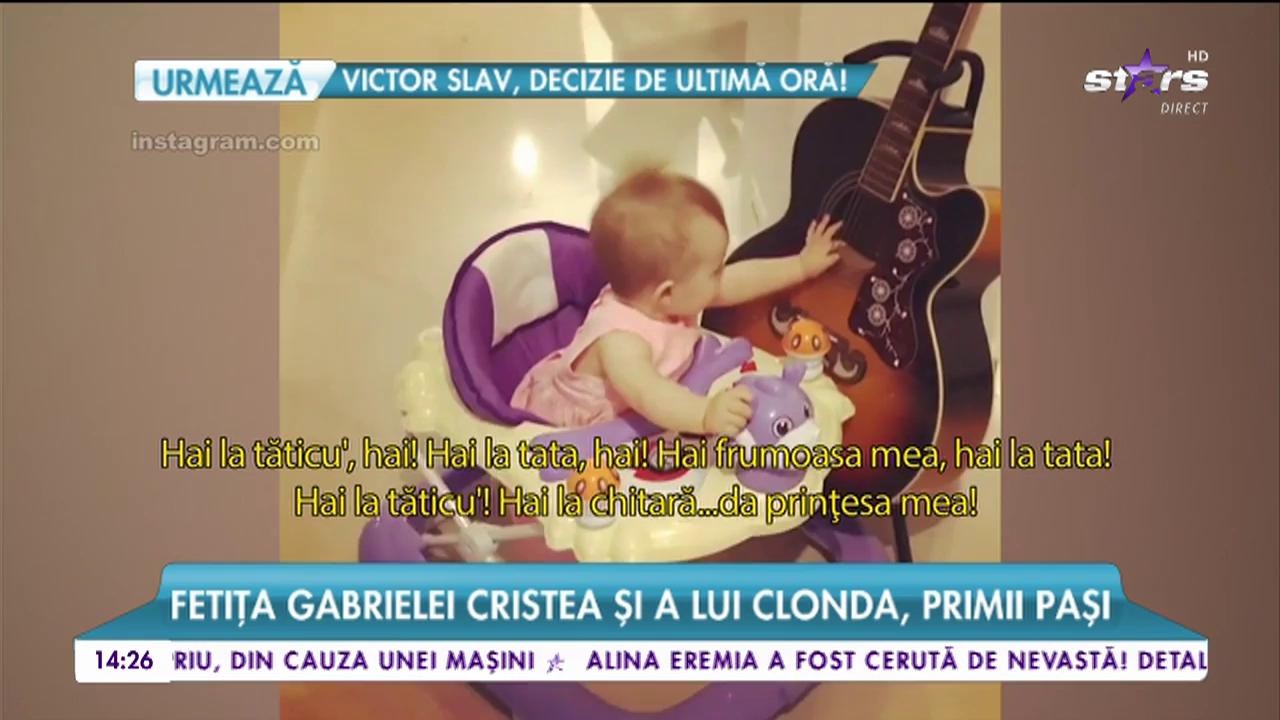 Fetița Gabrielei Cristea și a lui Clonda, primii pași. Micuța &icirc;i calcă pe urme tatălui?