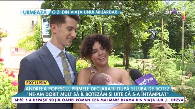 Andreea Popescu, primele declarații după slujba de botez