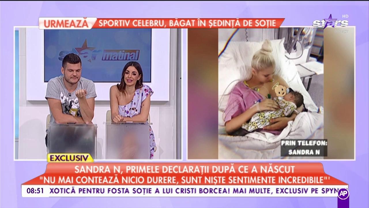 Sandra N, primele declarații după ce a născut: &bdquo;A fost foarte emoționantă prima alăptare&rdquo;