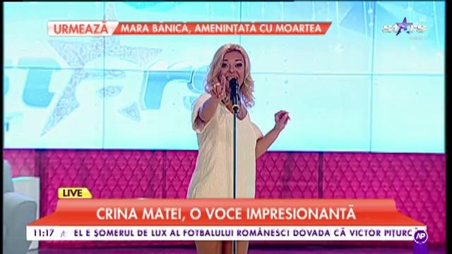 Crina Matei c&acirc;ntă live piesa &bdquo;Nu-i spune mamei&rdquo;