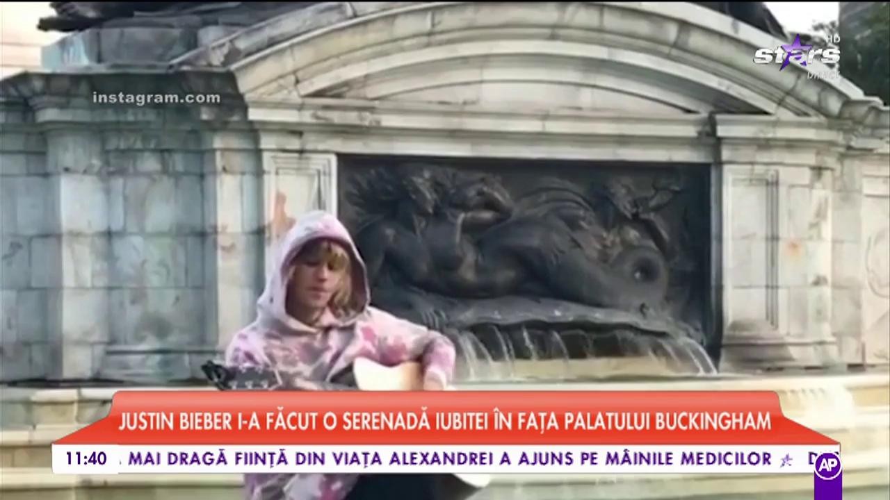 Justin Bieber i-a făcut o serenadă iubitei &icirc;n fața Palatului Buckingham