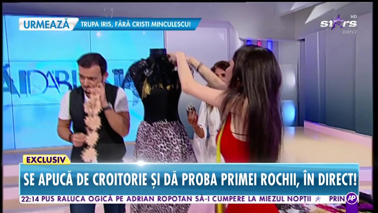 Gabriela Cristoiu s-a apucat de croitorie! A dat proba primei rochii, în direct!