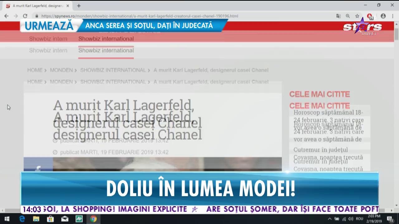 Karl Lagerfeld, designerul care a creat pentru celebrele case de modă Chanel, Fendi și Chloe s-a stins din viață la v&acirc;rsta de 85 de ani